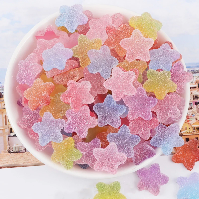 BoxiSlime Supplies DIY Resin Star Candy Slices Slime Charms Addition for Fluffy Clear Crystal Slime Clay In Stock