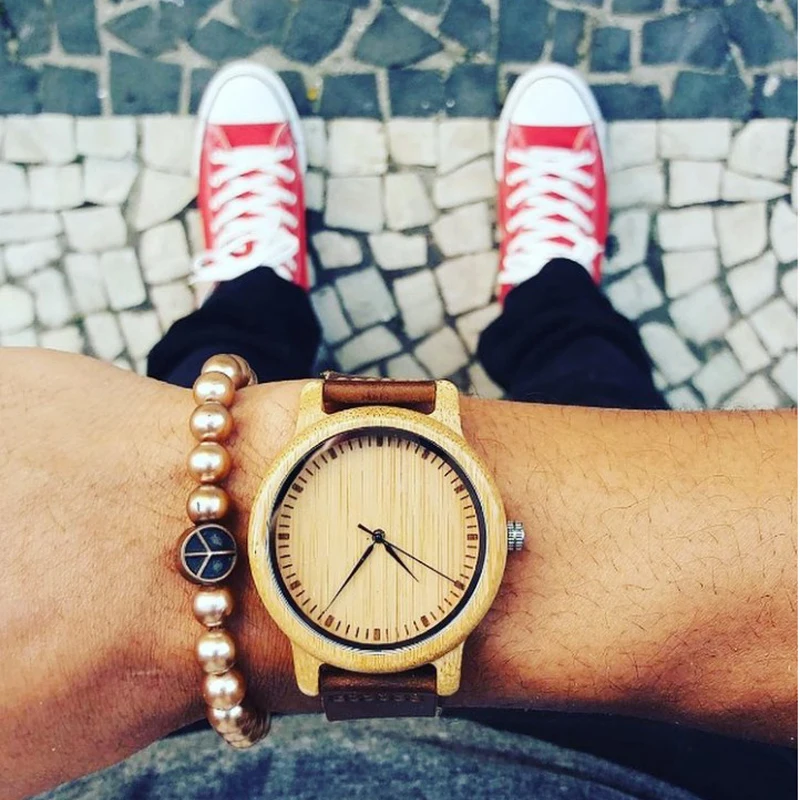 BOBO BIRD Lovers\' Watches Women Relogio Feminino Bamboo Wood Men Watch Leather Band Handmade Quartz Wristwatch Personalized Gift