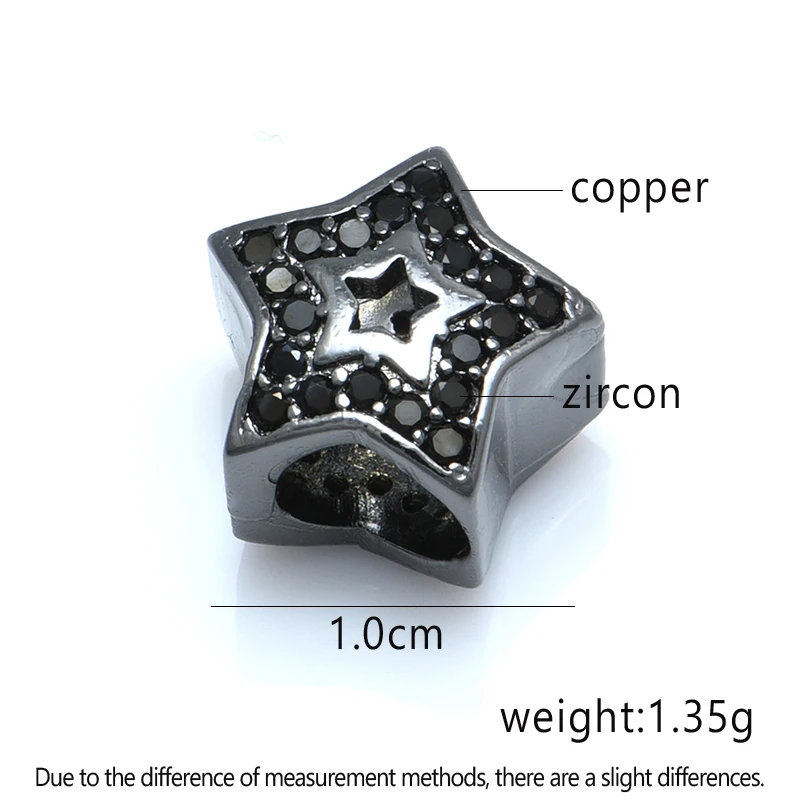 1PCS Black Heat Star Charm Beads Hollow Big Hole  Accessories For Handmade Jewelry Making DIY Woman Man Bracelet Gift