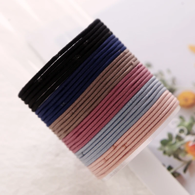 

100pcs/lot 5CM Size Thin Elastic Rubber Bands 2MM Thick Korean Style Basic Girl Women Hair Accessories Tie Gum Hair Rope