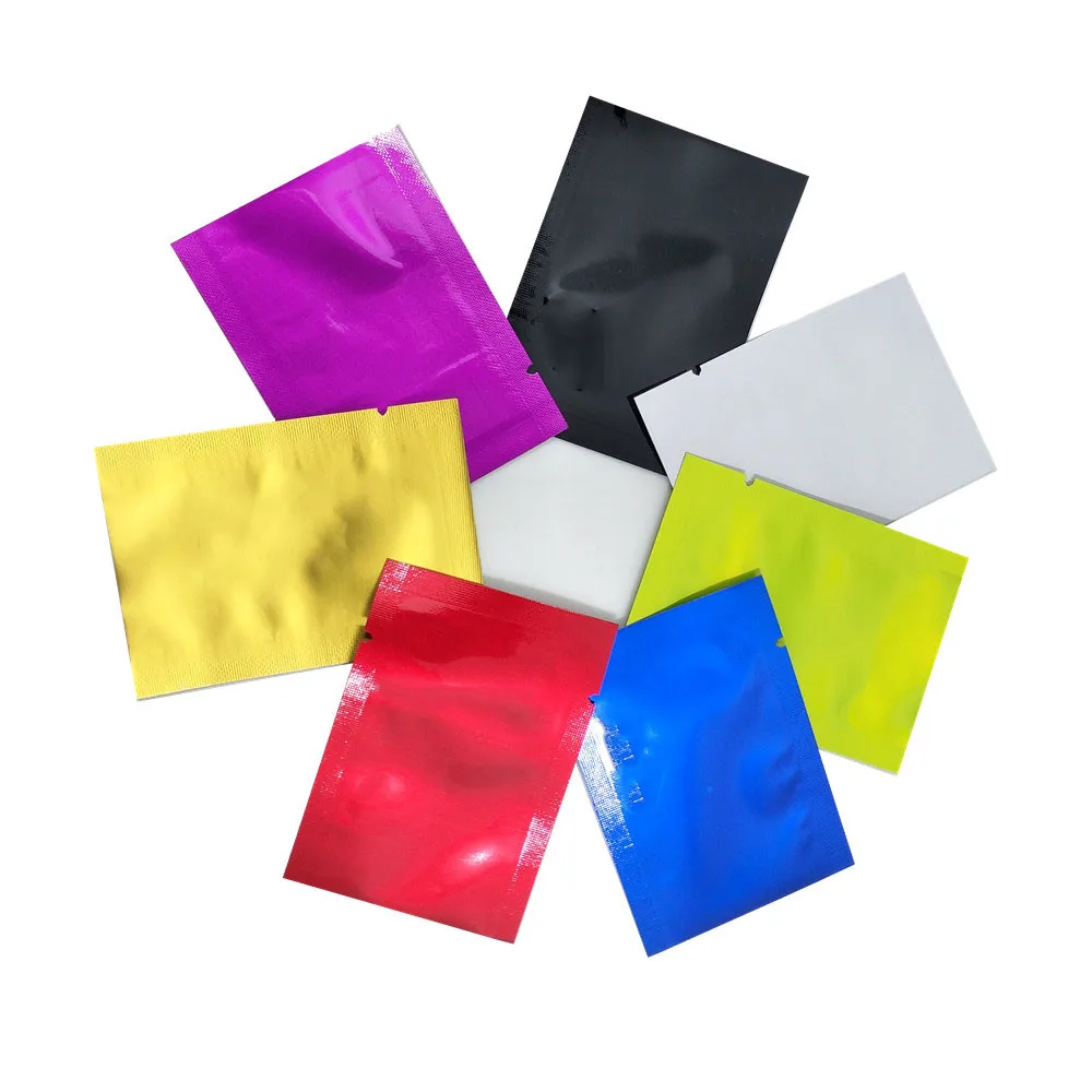 

2000Pcs Wholesale 5*7cm Multi Colors Flat Pure Aluminum Foil Package Bag Mylar Open Top Snack Heat Seal Retails Packing Pouches