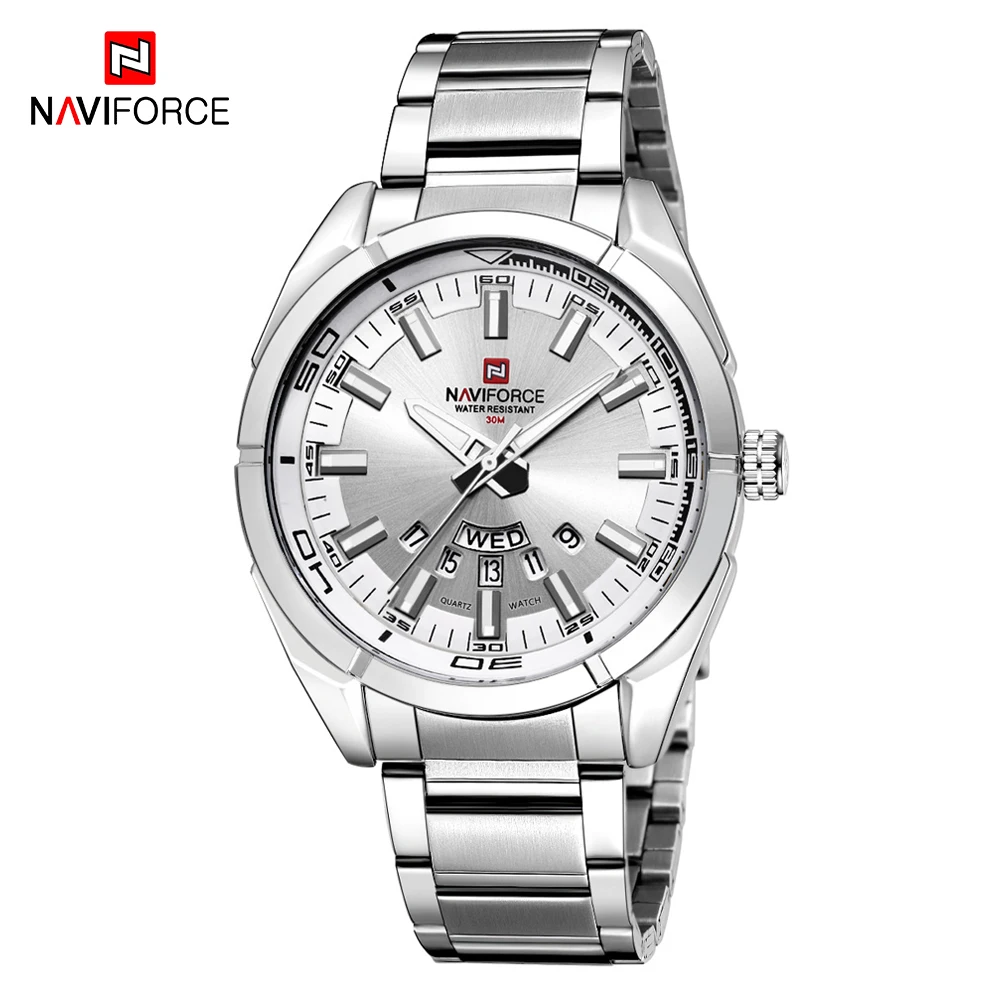 

NAVIFORCE Brand Casual Men's Watch Fashion Tends Stainless Steel Sports Wrist Watches for Men Date Week Display Clock Male