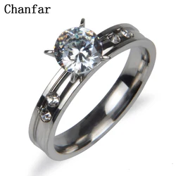 Stainless Steel CZ Crystal Stones Ring For Anniversary Ring Engagement Wedding Gift For Women & Men Jewelry