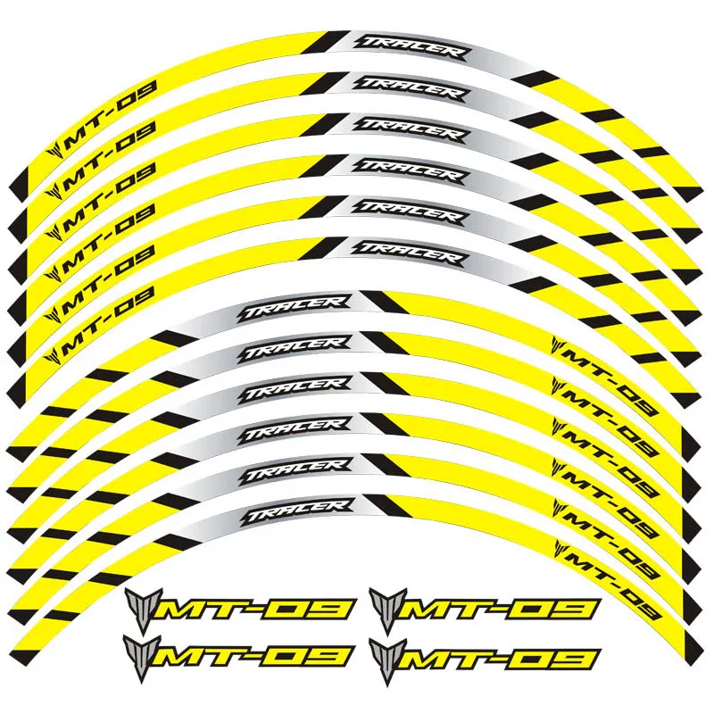 Motorcycle front and rear wheels Edge Outer Rim Sticker Reflective Stripe Wheel Decals For YAMAHA MT-09 TRACER