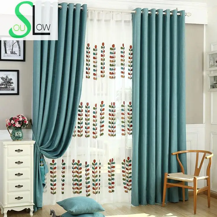 

curtain Cloth Bedroom Semi Shade Floral Embroidered French Window Curtains Cortinas For Living Room Cortina Modern And Tulle