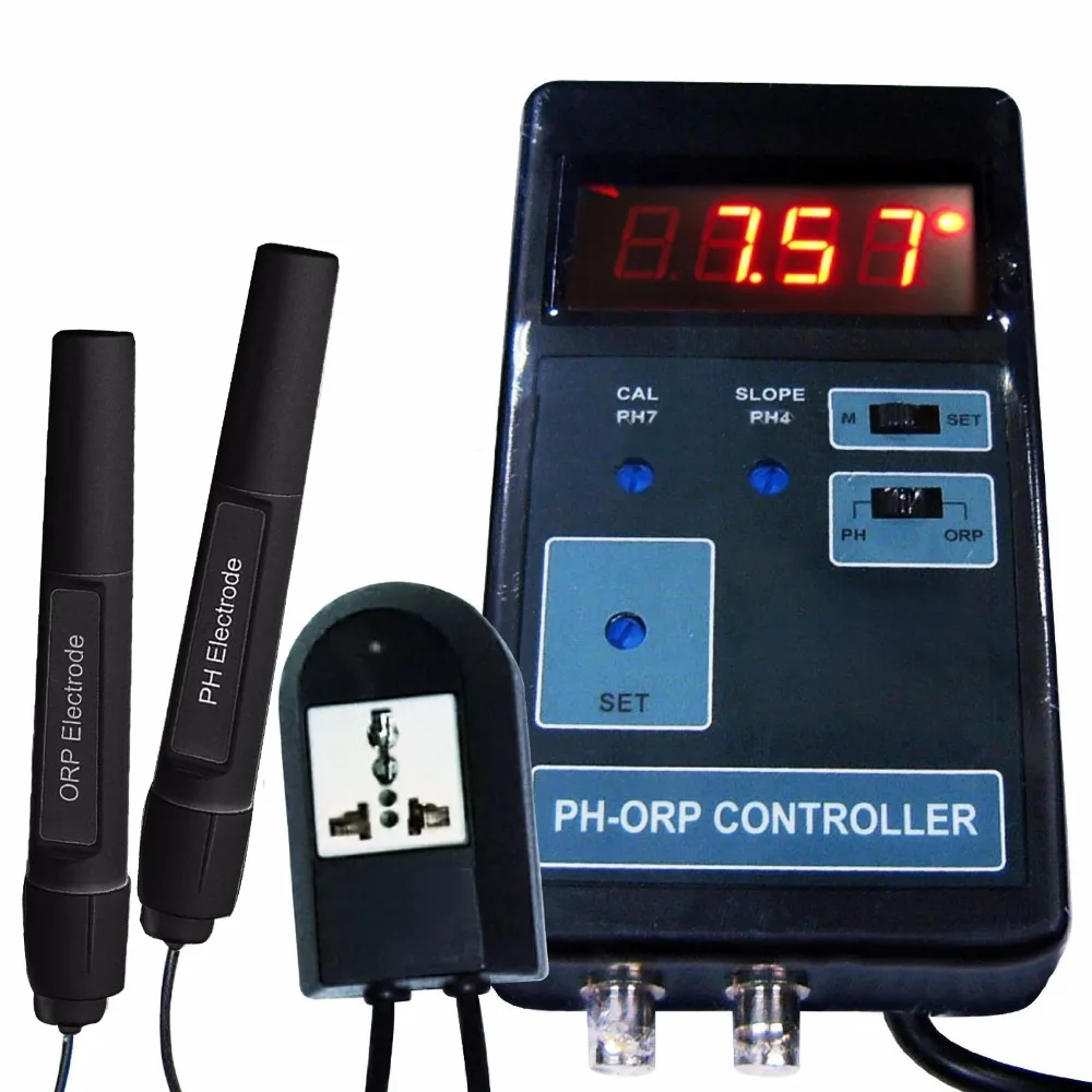 Digital 2-in-1 pH ORP mV CO2 Controller Meter Aquarium Fish Tank 0.00~14.00PH Range + Switched Socket 110V / 220V