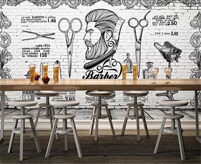 

High grade interior decoration wallpaper background wall paper of the barber shop in Europe America Europe and England