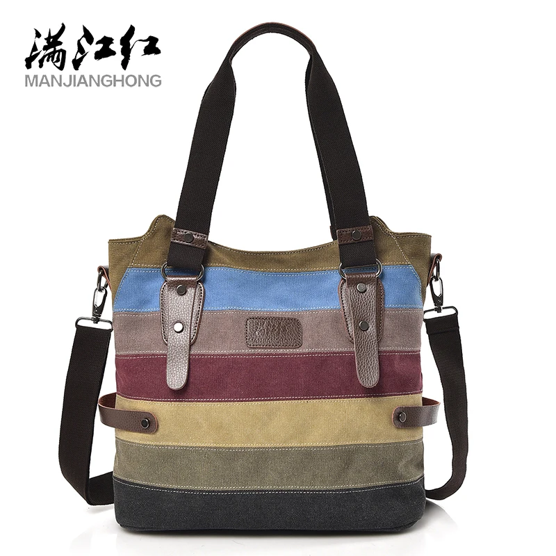 

Manjianghong Casual Totes Ladies Canvas Bag Personality Fashion Patchwork Handbag Large Capacity Women Shoulder Messenger Bag