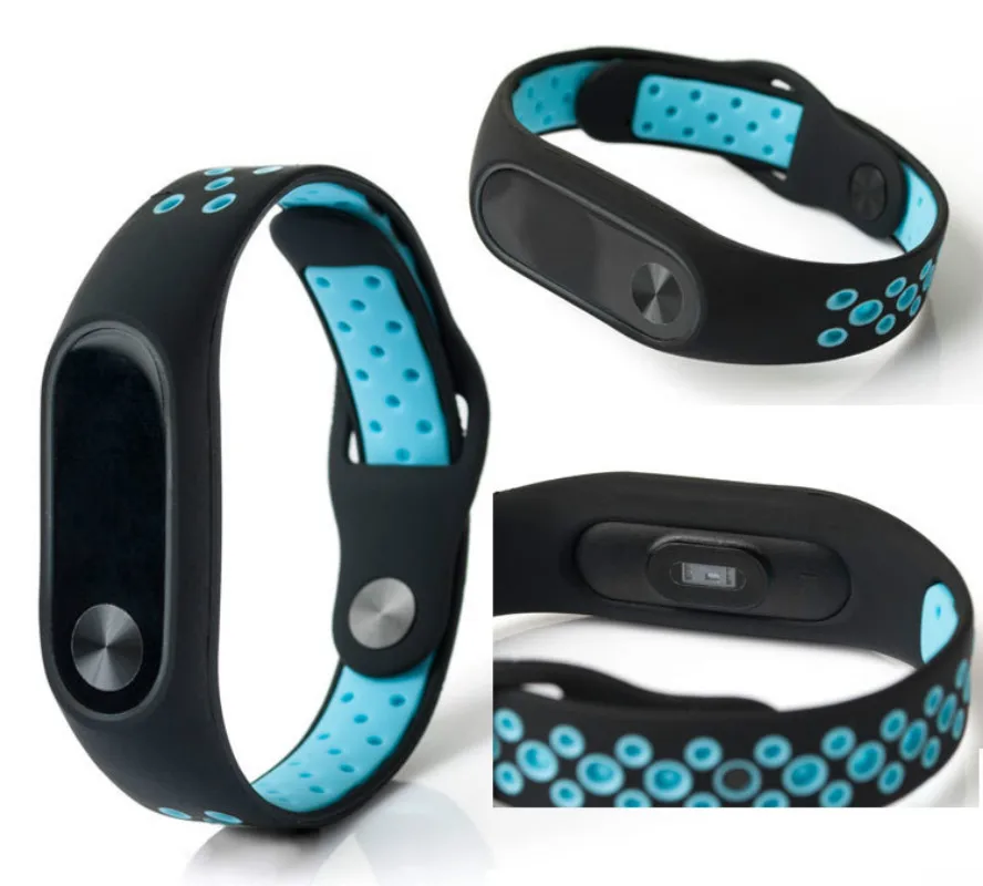 新カラフルなシリコーンリストストラップブレスレットダブルカラー交換用オリジナルmiband 2 xiaomi miバンド2リストバンド