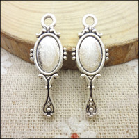 90 pcs Vintage Charms Mirror Pendant Antique silver Fit Bracelets Necklace DIY Metal Jewelry Making