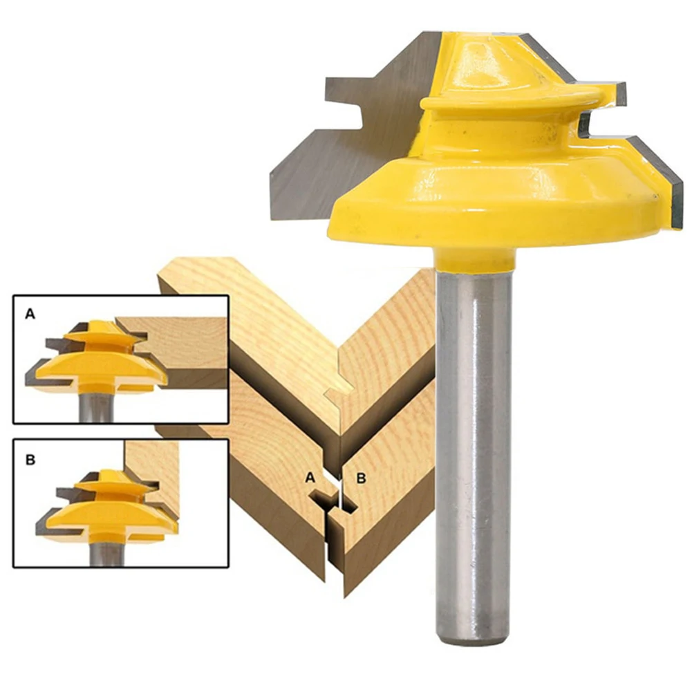1Pc 45 Grad Sperre Gehrung Router Bit 1/4 Zoll Schaft Holzbearbeitung Zapfen Fräsen Cutter Werkzeug Bohren Fräsen Für Holz hartmetall Legierung