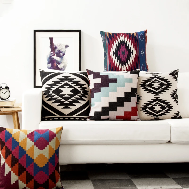 

Nordic Geometry Cushion Red Black Bohemia Geometric Pillow Cover Home Decorative Decoration Office Sofa PillowCase