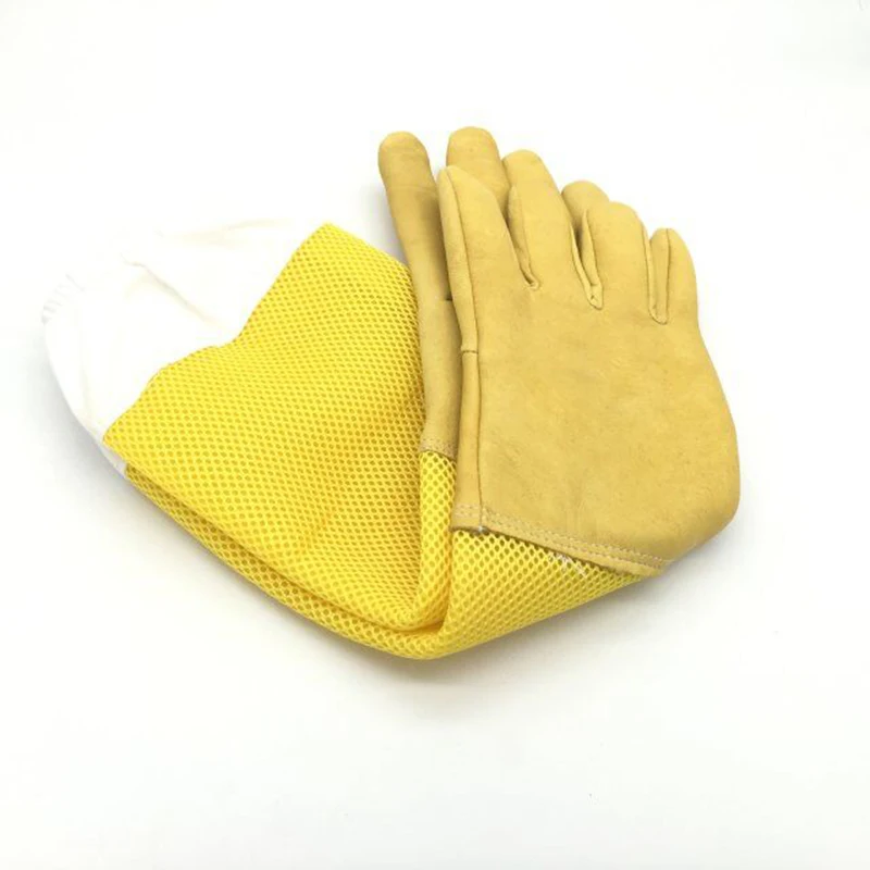 1 Pair Bee Gloves Protective Beekeeping Gloves Goatskin Bee Keeping Vented Long Sleeves beekeeping equipment and tools