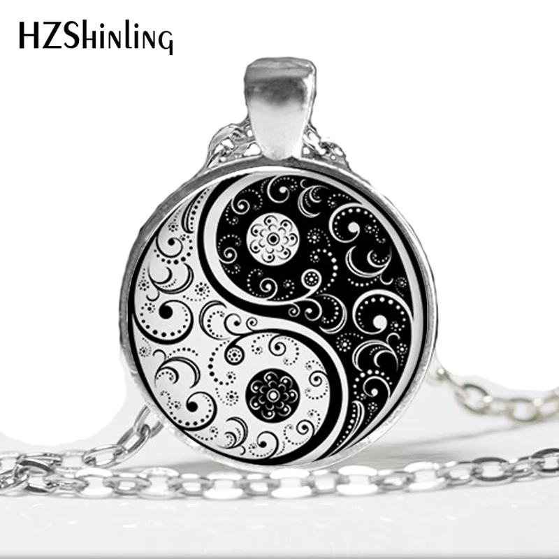 HZ--A77 Black and White Yin Yang pendant, Yin Yang necklace charm, yoga jewelry, yoga pendant zen HZ1