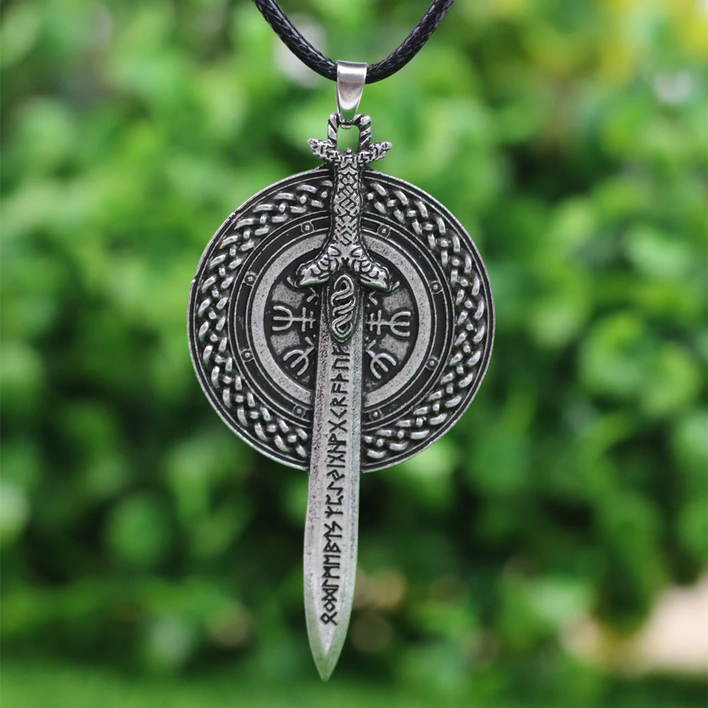 LANGHONG นอร์ดิกไวกิ้งจี้สร้อยคอ Vegvisir RUNE และดาบ Amulet จี้สร้อยคอเครื่องประดับ Talisman