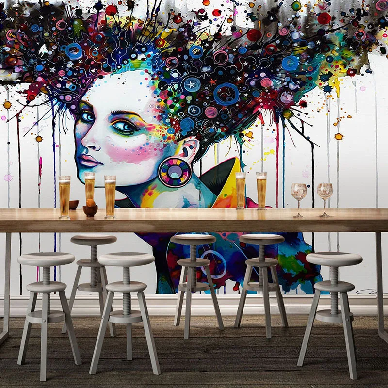 Modern Abstract Exaggeration Color Character Mural Photo Wallpaper Restaurant Clubs KTV Bar Personalized Customization 3D Fresco