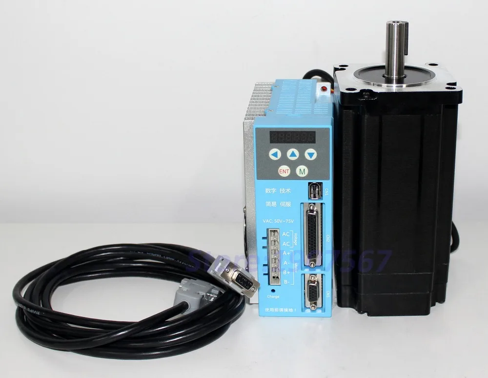 2 phase 12Nm Nema 34 hybrid servo motor with coding feedback,digital closed loop stepper driver 8A LCDA808H for laser engraving