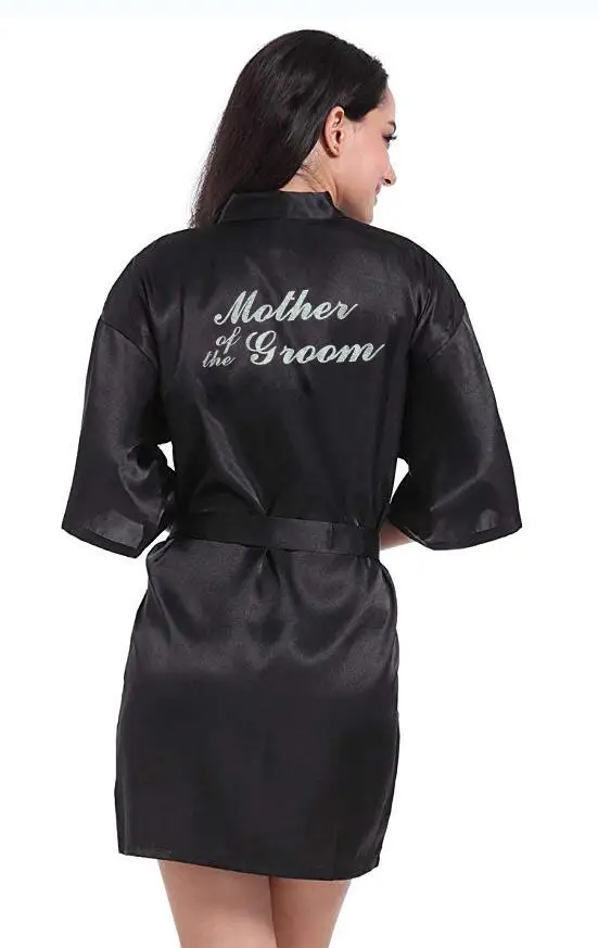 PDTY 01 Silver Writing Bridal Wedding Robes Bride Bridesmaid Maid of Honor Women Party Robe Custom Name and Date Get Ready Robes