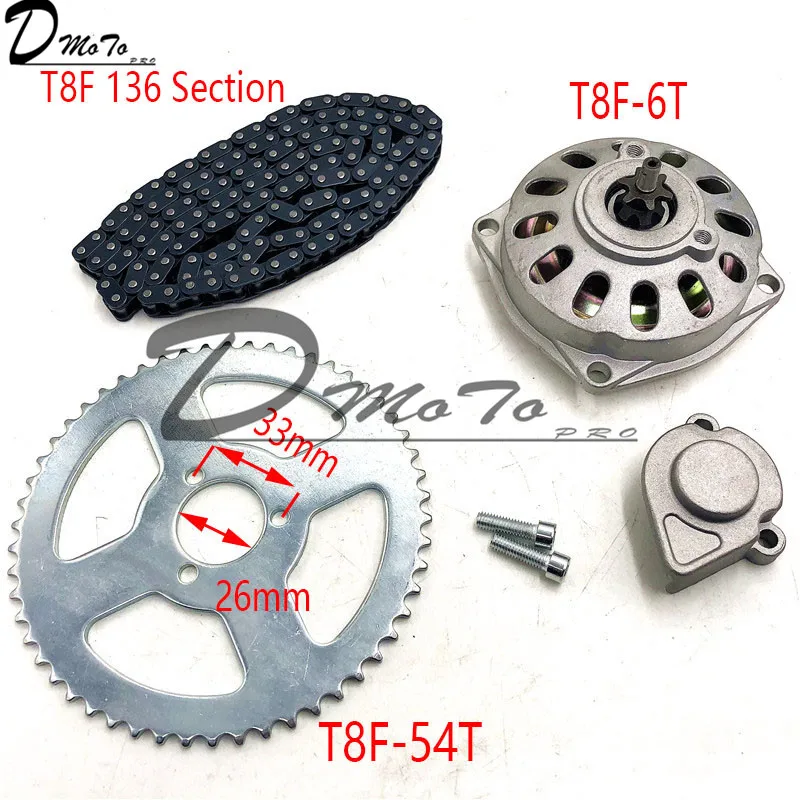 Mini Moto 47cc 49cc Drive System 25H OR T8F Chain with Gear Box And Rear Sprocket Fit Mini Moto Pocket Bike