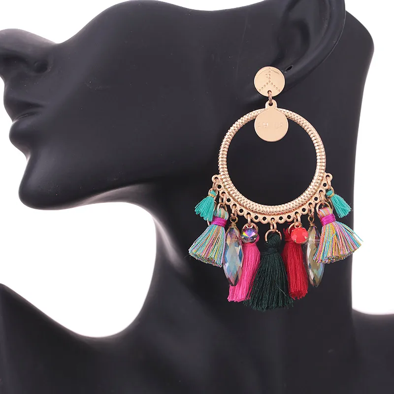 Sehuoran Oorbellen Tassel Earrings For Women Material Pendientes boho Wedding Earings Round Long Drop Earrings Jewelry Gifts