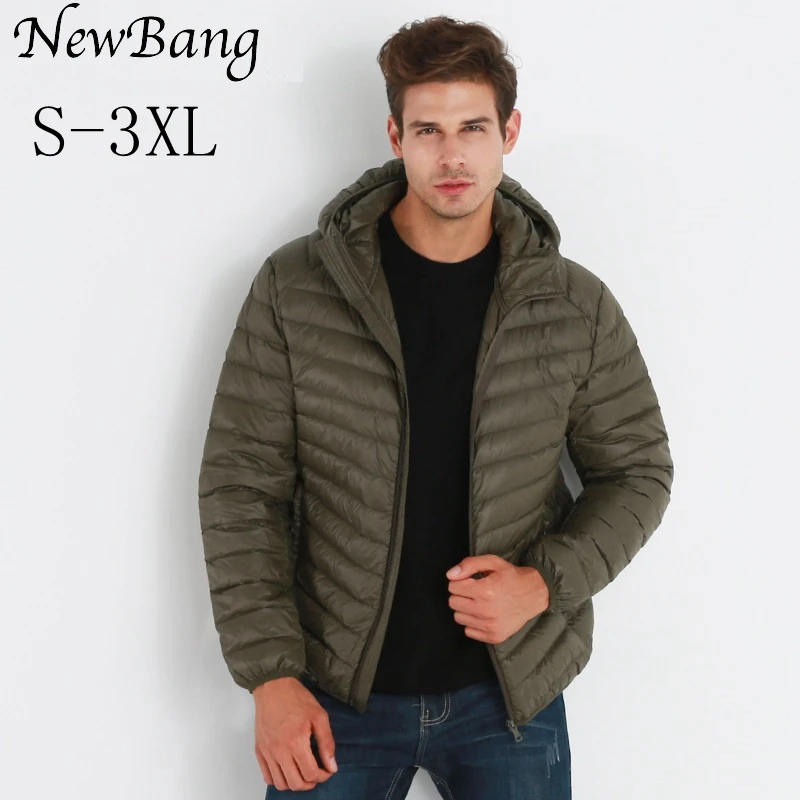 NewBang-jaqueta de pato ultra leve com capuz masculino, casaco quente portátil à prova de vento, parka de penas, marca leve