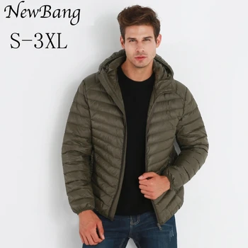 NewBang Marke Leichte Männer Mit Kapuze Ente Unten Jacke Ultra Licht Unten Jacke Männer Tragbare Winddicht Warme Mantel Feder Parka Mann