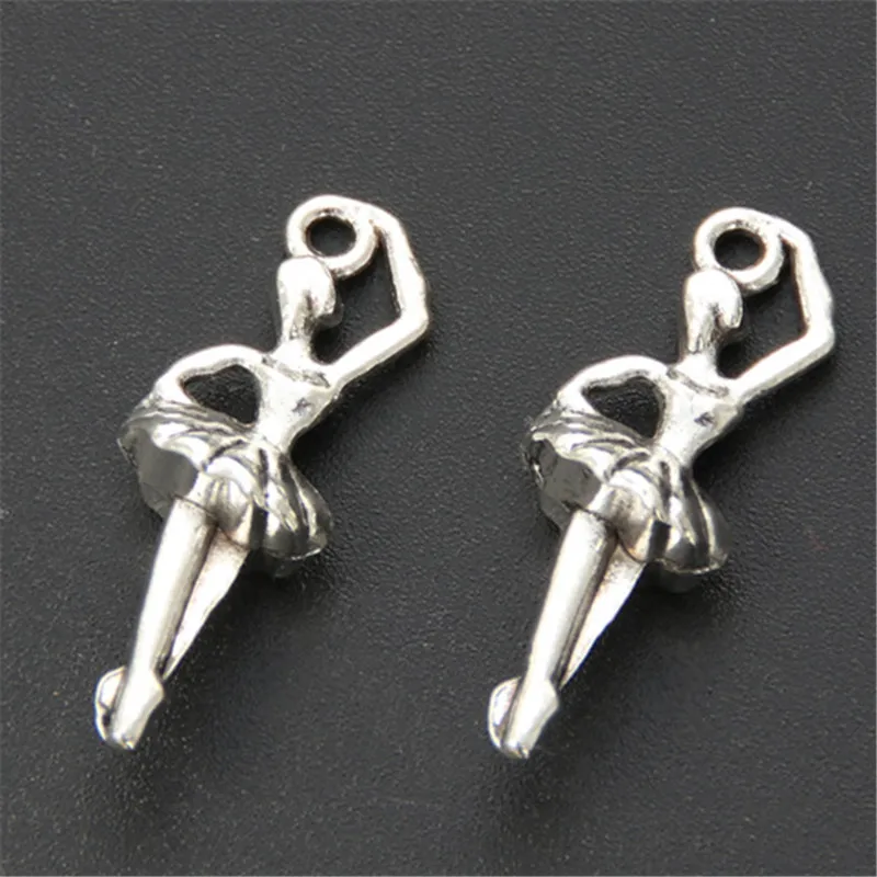 30pcs  Silver Color Dancer Charm Ballet Girl Pendants Making DIY Handmade Jewelry A670