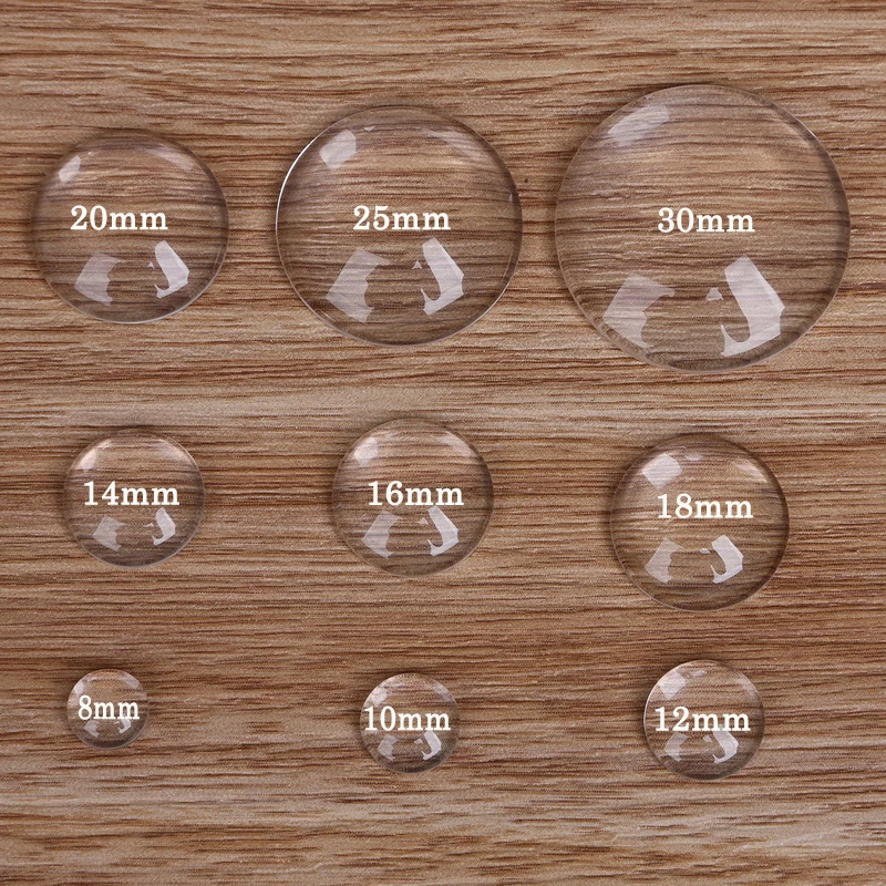 3D Round 10-50pcs/lot 8/10/12/14/16/18/20/25/30mm Transparent Clear Glass Cabochon Beads for Necklaces Earrings Jewelry Making