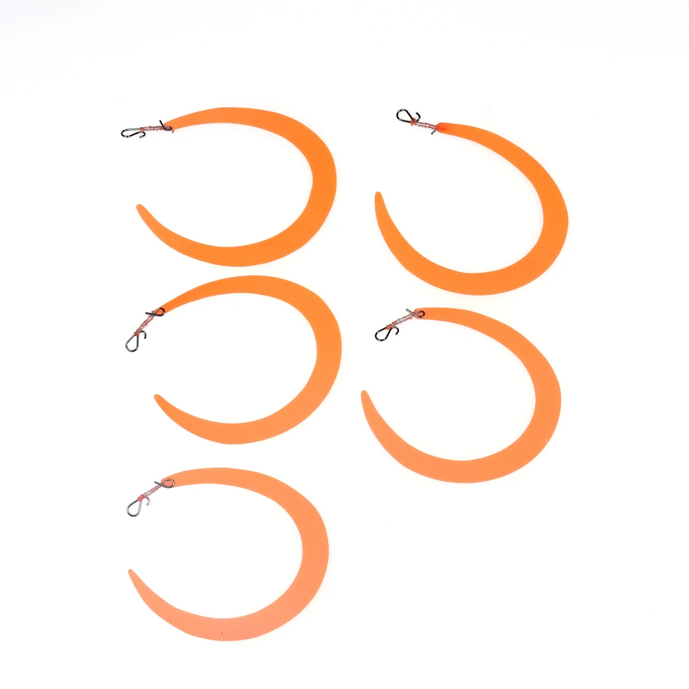 10PCS Saltwater Fishing M Pretied Fishing Fly Wiggle Tails Lure / Jig Tails with Quick Snap for Predator Pike Trout Bass