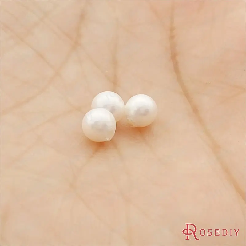 Wholesale Diameter 4mm 5mm 6mm 8mm 10mm 12mm Round White Imitation Pearl made of Shell Half Drilled Beads  (JM5869)