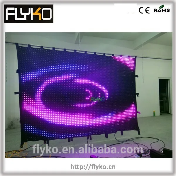 5mm RGB pixel PC+DMX512 control 3750pcs Flyko high quality fireproof velvet led video curtain