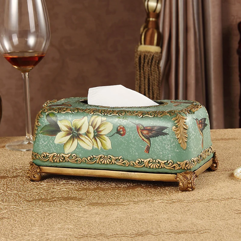 C furniture decorative ceramic resin tissue box three-piece retro ornaments crafts wedding gift