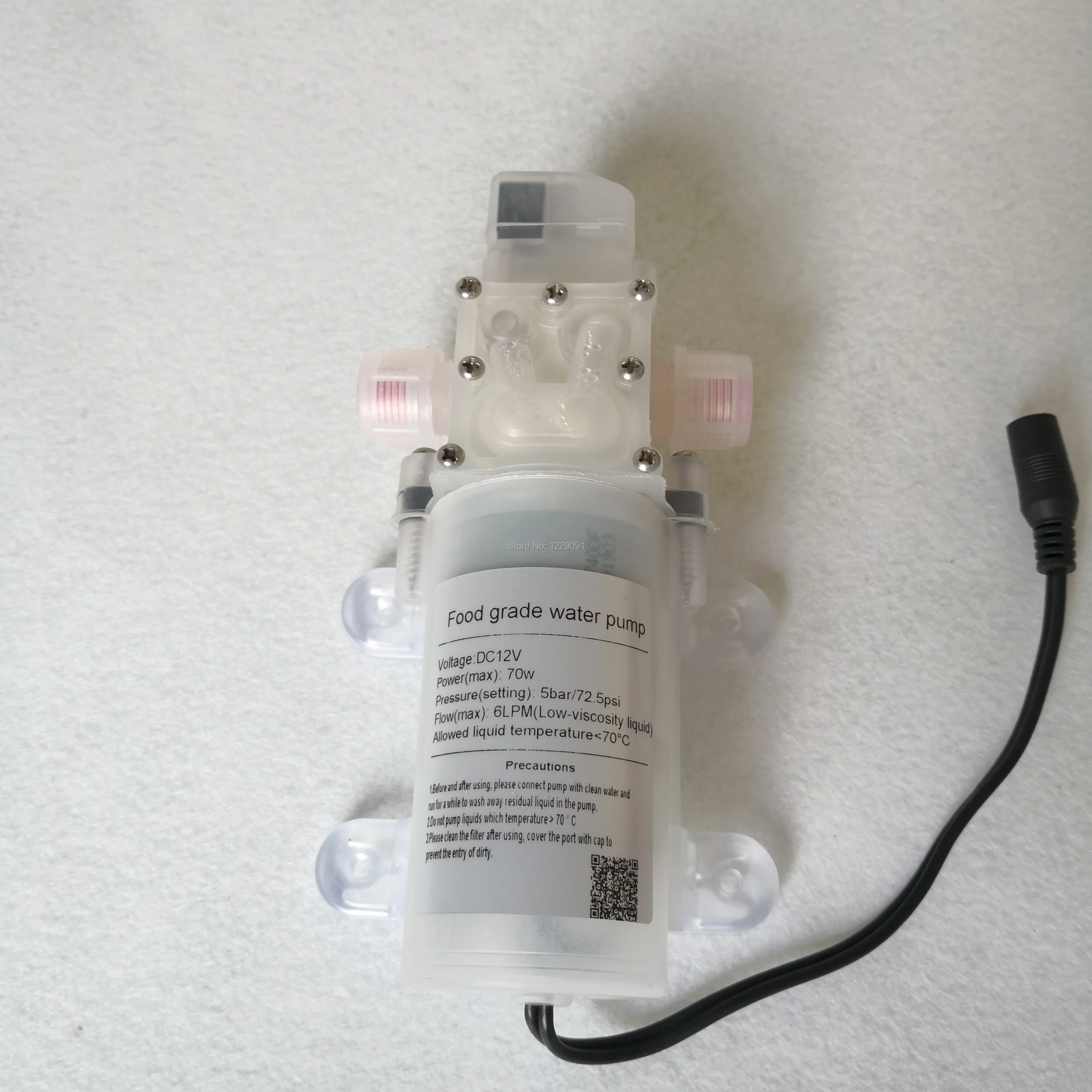 DC 12V 70W food grade pump Diaphragm Water Pump Self-priming Booster Pump Automatic pressure Switch 6L/min for red wine milk