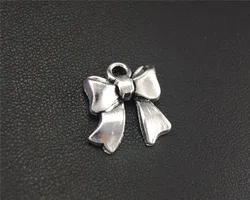 20pcs  Silver Color Bow Bowtie Charm Pendant DIY Necklace Bracelet Bangle Findings 17x19mm A1952