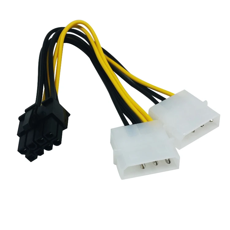 6 inch 2 x Molex 4 pin to 8 Pin PCI Express Video Card Pci-e ATX PSU Power Converter Cable - Molex to Pcie 8 pin (6+2) Adapter