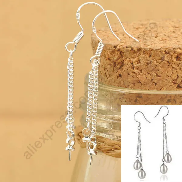 

24Hours Handle Fast Shipping 100PCS Lot 925 Sterling Silver Jewelry Findings Double ROLO Chain Earring Hooks Earwire