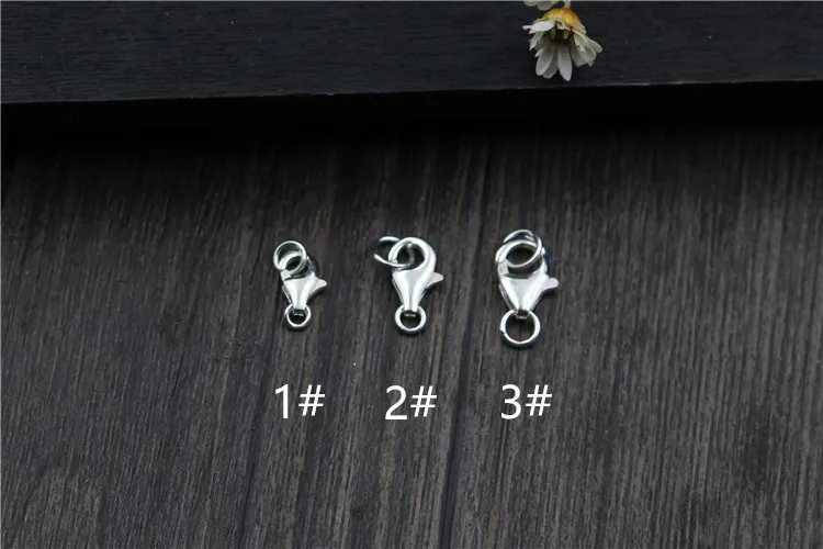 100% 925 Sterling Silver Lobster Clasps 8mm 9mm 10mm Silver Spring Clasps Hooks Fit Necklace Bracelets DIY Fine Jewelry Making