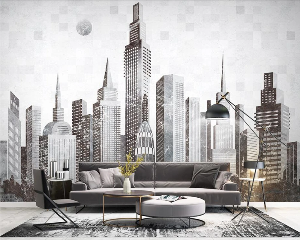 

Modern minimalistic abstract city building 3d wallpaper papel de parede for living room sofa tv wall bedroom restaurant bar cafe