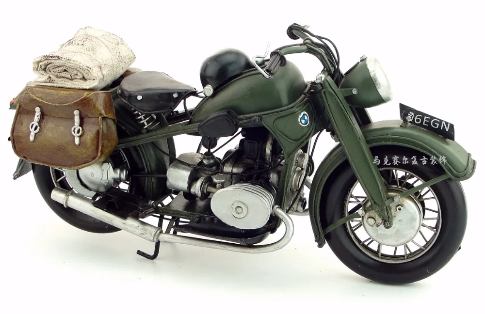 Antique classical motorcycle model retro vintage wrought creative decoration handcrafted and assembled by skilled artisans