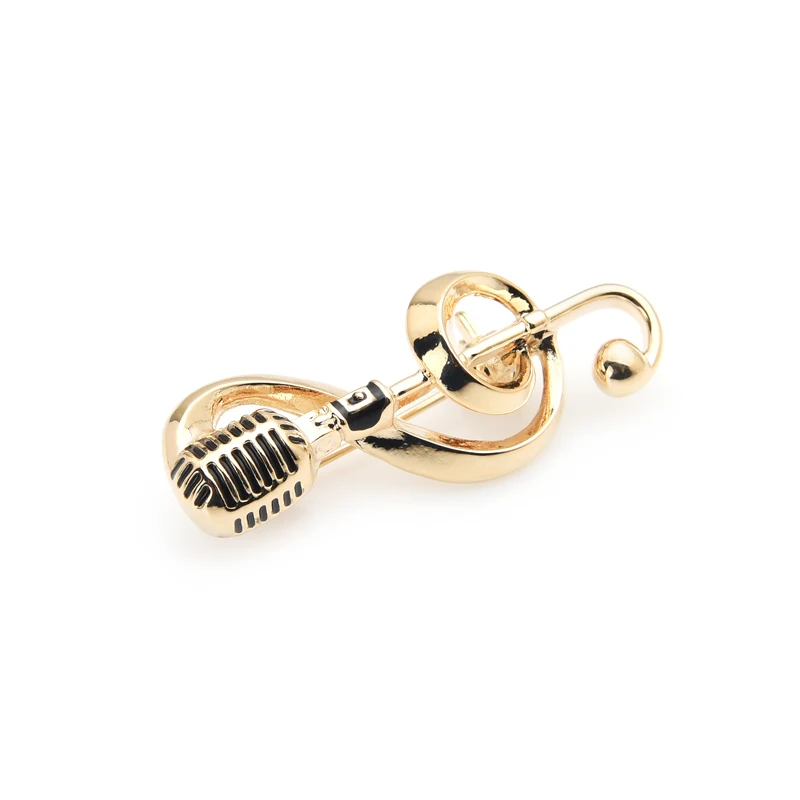 Wuli&baby Alloy Gold Color Microphone Music Note Brooches For Women And Men New Year\'s Gifts