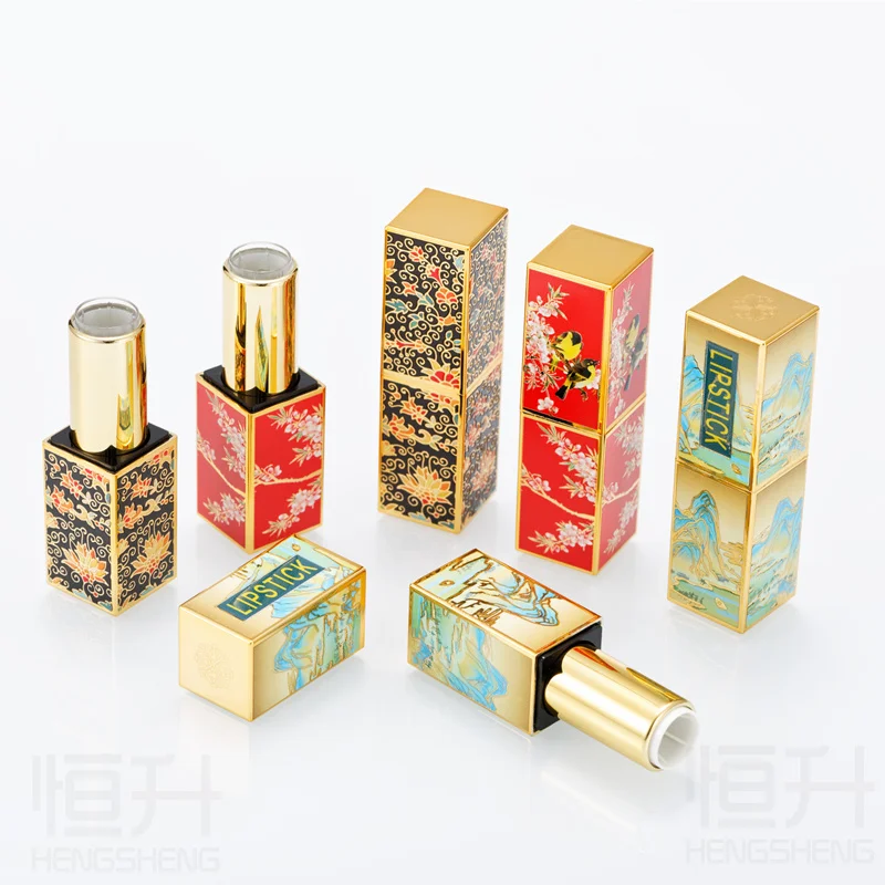 Wholesale Emboss Chinese Style Lipstick Tube Mangnitic Snap Diy Lip Balm Tubes Lip Stick Containers 10/20/30/50pcs 12.1mm