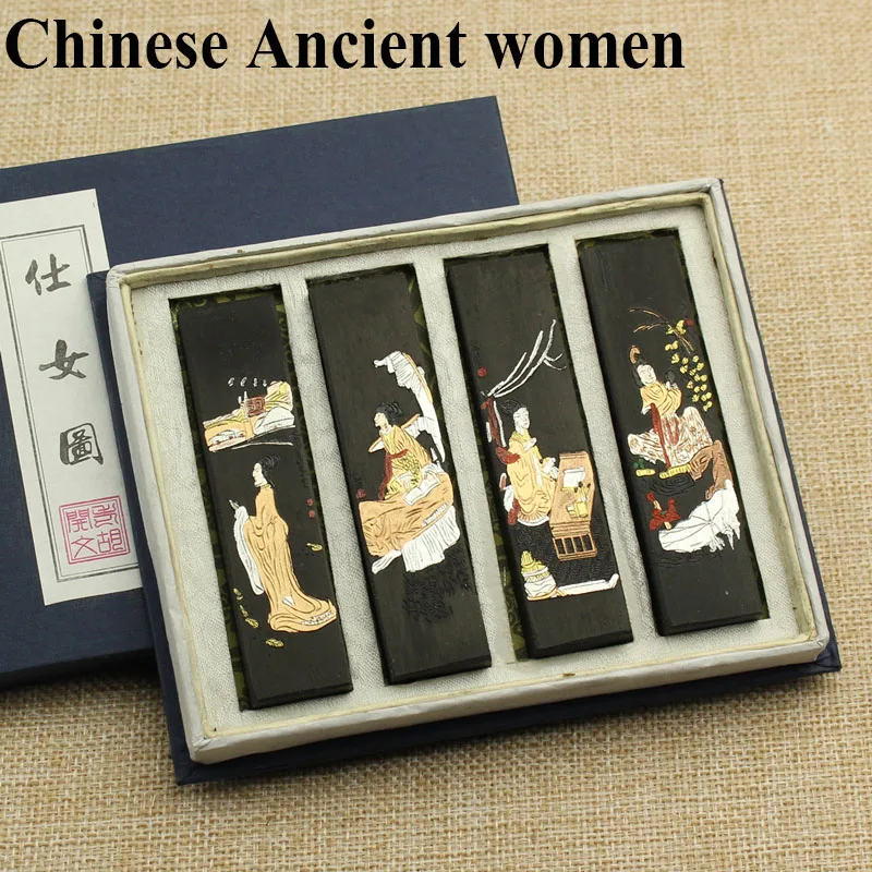 4pcs/lot Traditional Chinese Sumi-E Ink Stick Solid Ink Anhui Laohukaiwen Ink Calligraphy Sumi Ink set Gift Chinese Paint Hui Mo