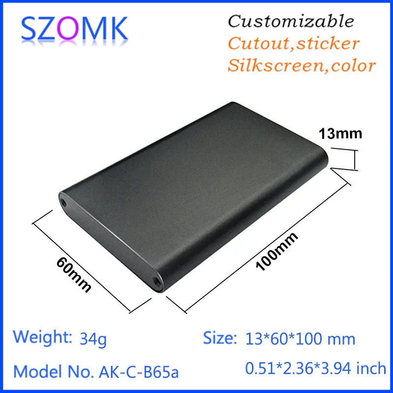 1Piece 13*60*100mm szomk aluminum project box enclosures for electronics hot sales extrusion pcb control box diy aluminum case