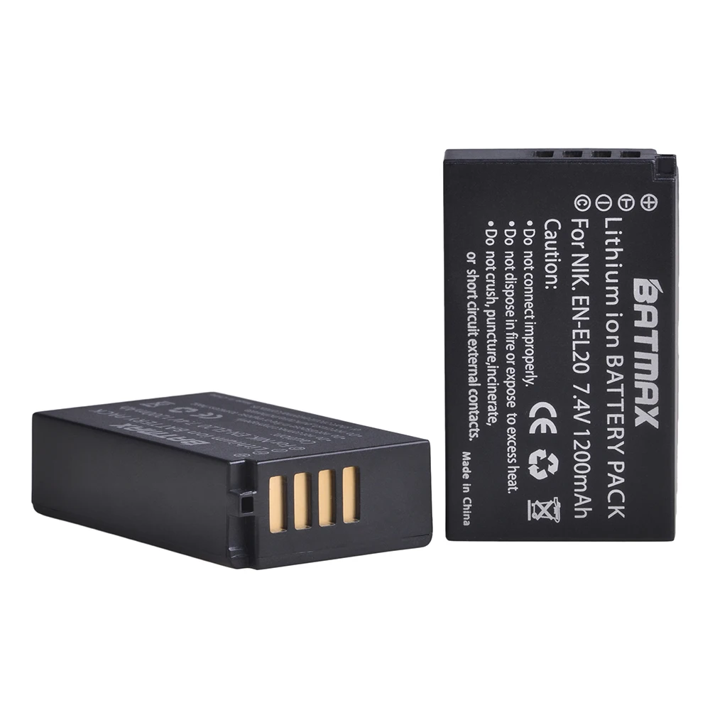 EN-EL20 EN EL20 EN EL20a Battery + LCD Dual USB Charger with Type C Port for Nikon Coolpix P1000 Nikon1 J1, J2, J3 Nikon1 AW1