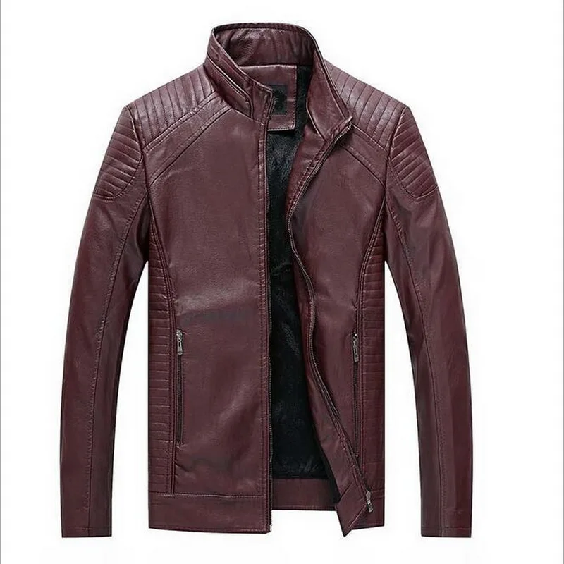 

Men's Leather Jackets Velvet Warm Large Size 6XL Men Brand Leather Coat Solid color Coat Mens