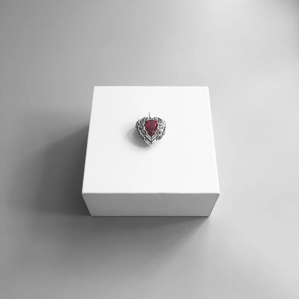 Pendants Black CZ Lotus Wings Heart 925 Sterling Silver Fine Jewelry Accessories Fit Necklace Trendy Costume Gift For Women