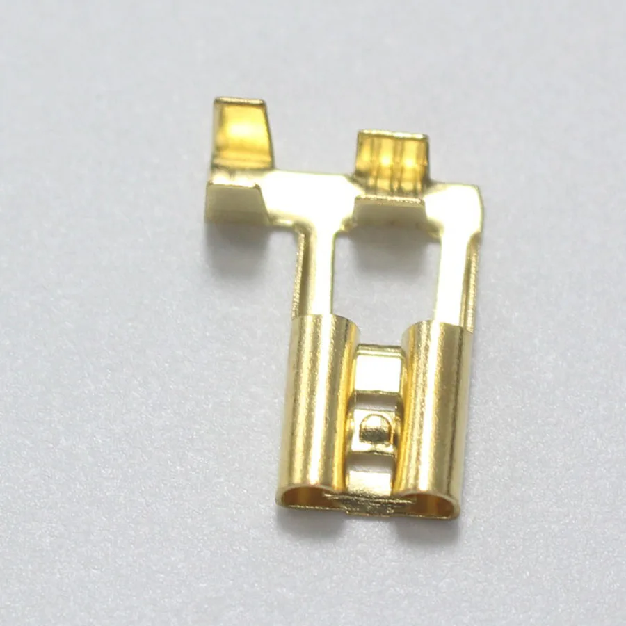 50pcs 6.3 Crimp Terminal 6.3mm Flag Type Uninsulated Spring Connector Right Angle Female Cold Terminal