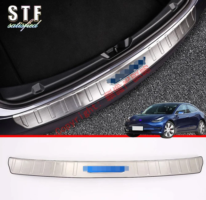 Stainless Steel Rear Bumper Sill Protector For Tesla Model 3 2017 2018 2019 Car Accessories Stickers