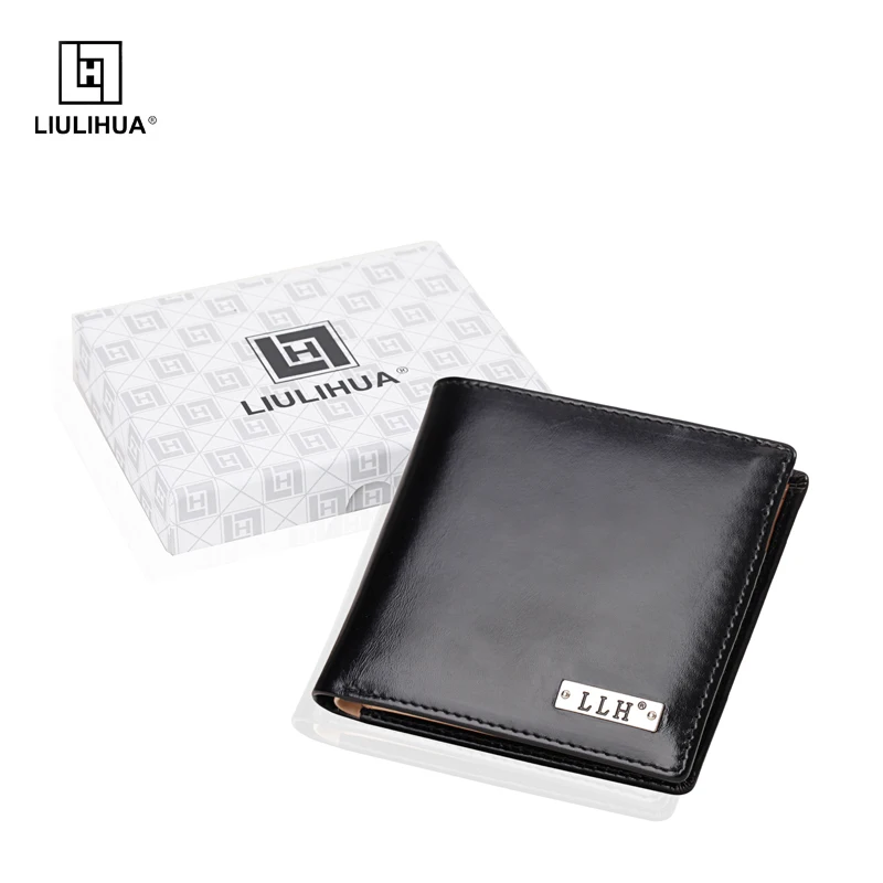 Genuine Leather Wallet big capacity men wallets Coin purse male money purses Card Case Black Small Purse Short ID Card Black Sma