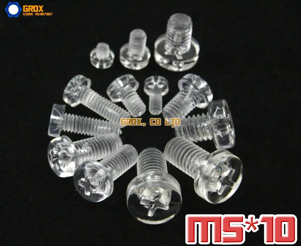 

200 Pieces M5 x 10mm Acrylic Phillips Pan Head Machine Screw Insulation Screw